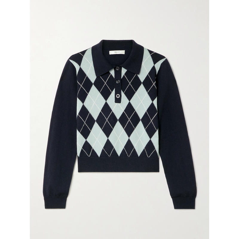 FRAME 女士 毛衣 菱形美利奴羊毛Polo毛衣