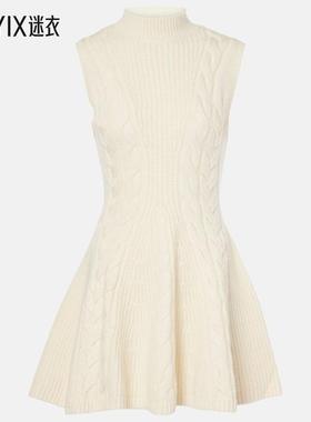 Staud 女款Charade 粗线针织羊毛混纺迷你连衣裙 迷衣时尚