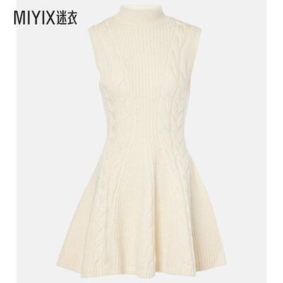 Staud 女款Charade 粗线针织羊毛混纺迷你连衣裙 迷衣时尚