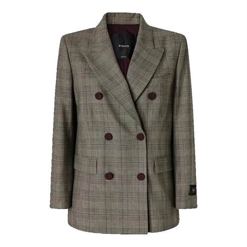 Pinko 品高 女士 FW26 西装外套 Double-breasted check jacket