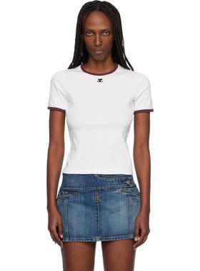 Courrèges 女士 T恤 白色 Signature Contrast T 恤