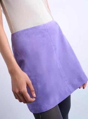 Topshop 女士 迷你裙 real pelmet 绒面革紫色迷你半身裙