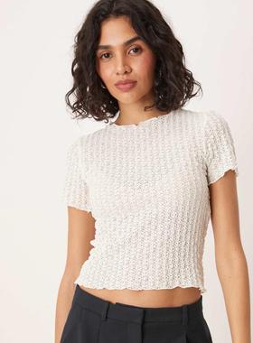 AWARE 女士 T恤 织纹婴儿T恤(白色)