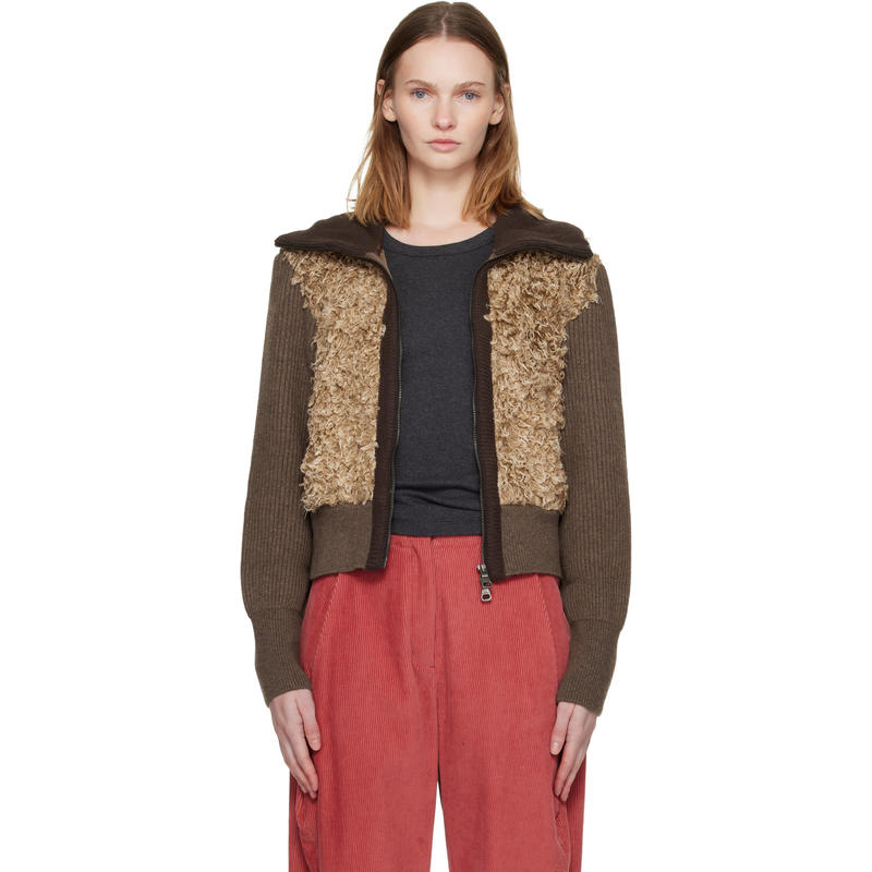 Andersson Bell 女士 开衫 棕色  驼色 Fur Combo Knit 开衫