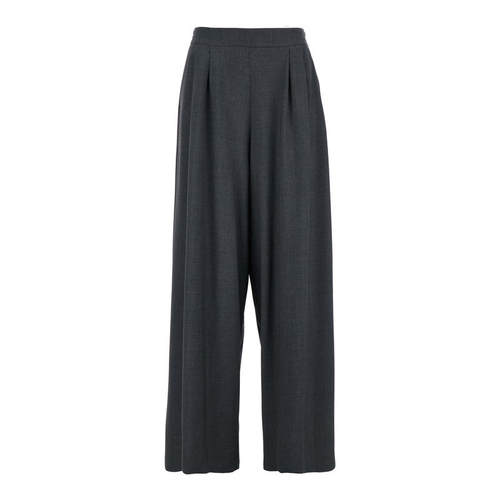 Plain 女士 长裤 Semi-Elastic 灰色束腰宽松款设计布织女士长裤