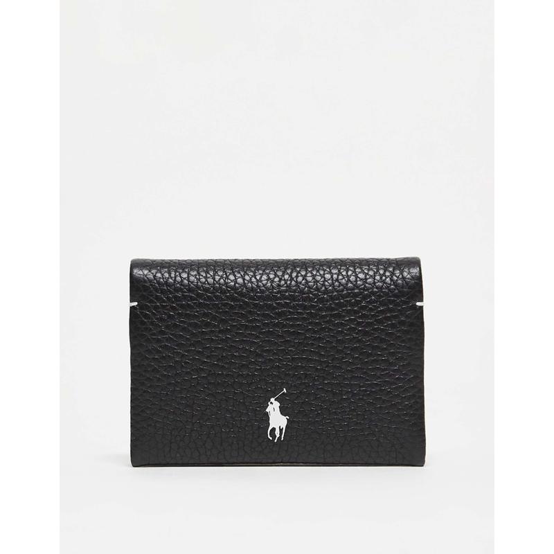 Polo Ralph Lauren拉夫劳伦女士皮革按扣卡套钱包(黑色)