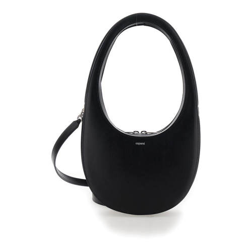 Coperni 女士 SS26 斜挎包 'Mini Swipe' 黑色带Logo皮革女士手袋