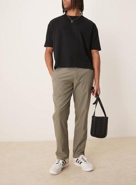 Abercrombie  Fitch 男士 长裤 直筒精细剪裁橄榄绿裤子