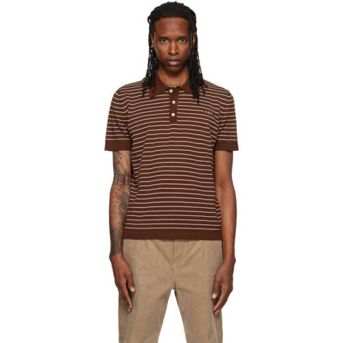 A.P.C. 男士 POLO衫 棕色 Fitted Striped Polo 衫