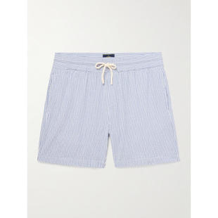 PORTUGUESE FLANNEL 男士 FW25 短裤 直筒条纹棉质泡泡纱抽绳短裤