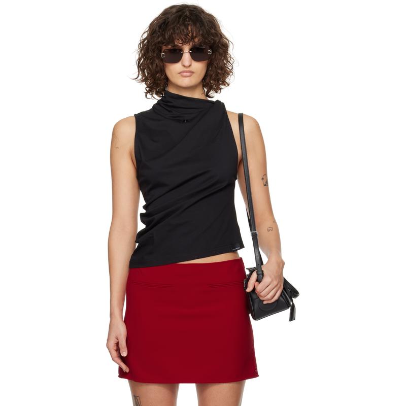 Courrèges 女士 背心 黑色 Draped Jersey 上装