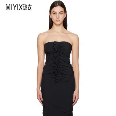 Paris Georgia 女士黑色 Minimal Ruffle 抹胸上装 迷衣时尚