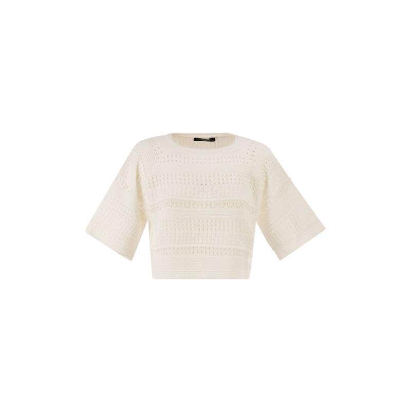 Weekend Max Mara 女士 SS26 上衣 WKIORCHE – 短款镂空棉质针织