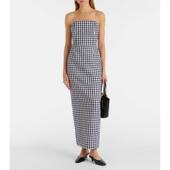 女士 中长连衣裙 Romeo POSSE 方格棉布无肩带亚麻长款 连衣裙