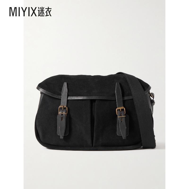 BLEU DE CHAUFFE 男士Musettes Leather-Trimmed Suede Messenger