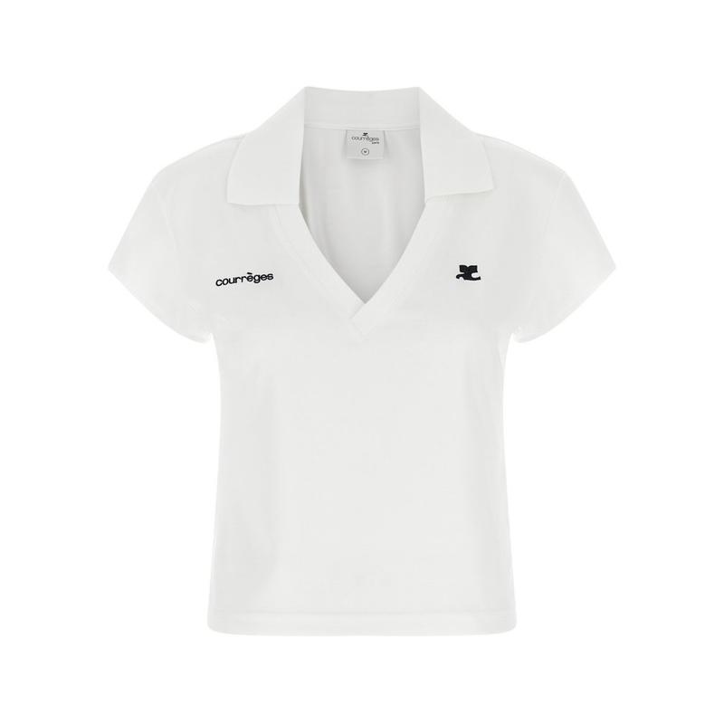 Courrèges 女士 SS26 T恤 運動短版 V 領 T 卹