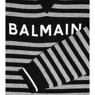 徽标条纹羊毛童装 Balmain 毛衣 男童 巴尔曼