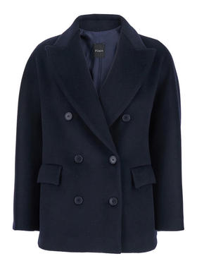 Plain. 女士 FW25 夹克 Revers 蓝色双排扣耸肩羊毛女士夹克