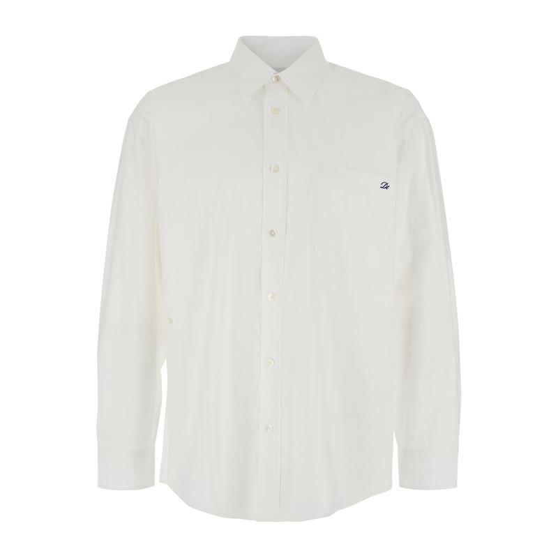 Dunst 男士 SS25 衬衫 Front 白色贴袋刺绣徽标棉府绸男士衬衫