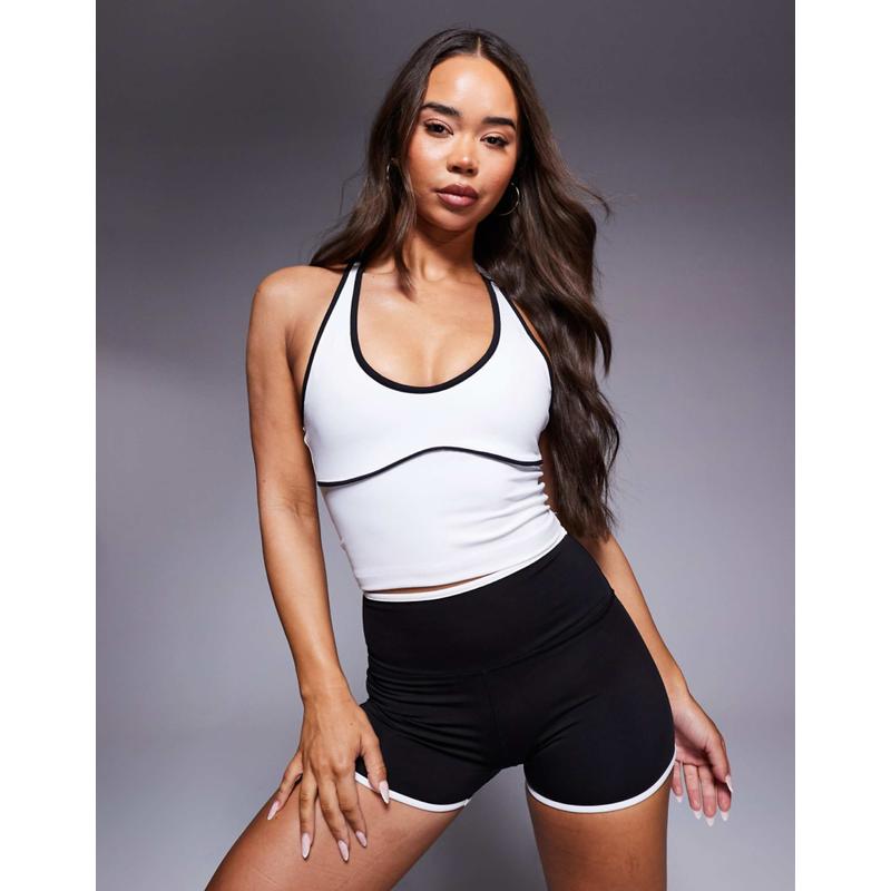 4505 女士 马甲 inner 网球圆领背心嵌边文胸(白色)