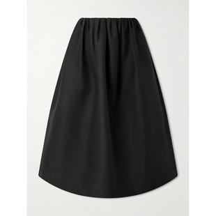 中长裙 SS26 褶皱羊毛真丝混纺中长半身裙 女士 Totême