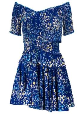 Poupette St Barth 女士 短款连衣裙 Soledad 抽褶印花迷你连衣裙