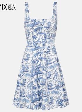 Staud 女款Wells 花朵棉质迷你连衣裙 迷衣时尚