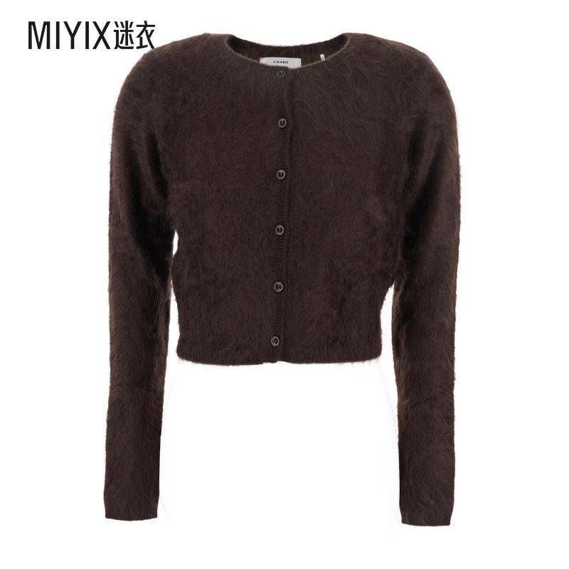 【秋冬新品】FRAME 'The Teddy Cardi' Front 棕色短款圆领襟闭扣