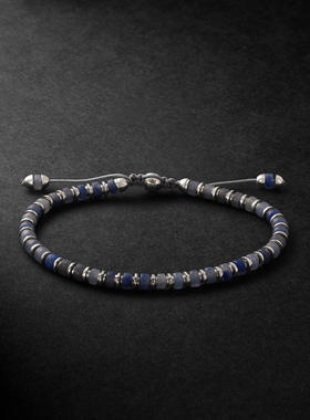 MAOR 男士 手链 Sapet 纯银砂金石珠饰手链