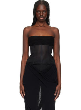 Christopher Esber 女士 背心 黑色 Tulle Overlay 胸衣