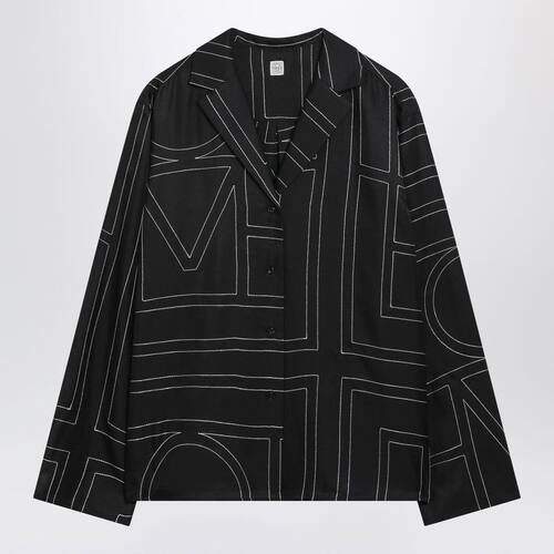 Totême 女士 SS26 衬衫 黑色交织图案真丝式睡衣