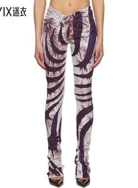 Masha Popova 女款紫色 & 白色 V Cut Skinny 牛仔裤 迷衣时尚