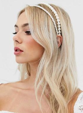 Designb London 女士 发箍 DesignB 伦敦双层珍珠色头带