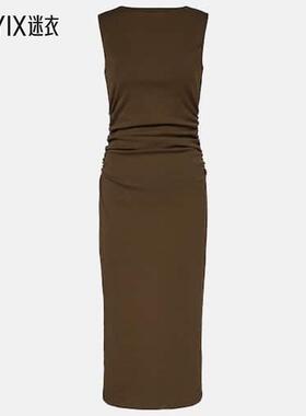 Veronica Beard 女款Charissa 褶皱棉混纺中长连衣裙 迷衣时尚