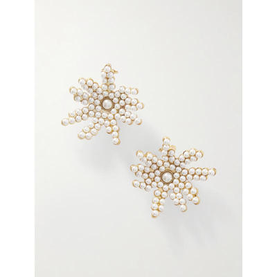 Oscar de la Renta 女士 耳环 花朵人造珠宝装饰镀金夹式耳环