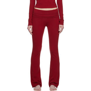 SKIMS 女士 运动紧身裤 红色 Cotton Jersey Foldover 紧身裤