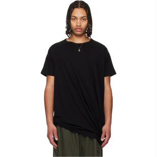 Yohji Yamamoto 山本耀司 男士 T恤 黑色 Drape