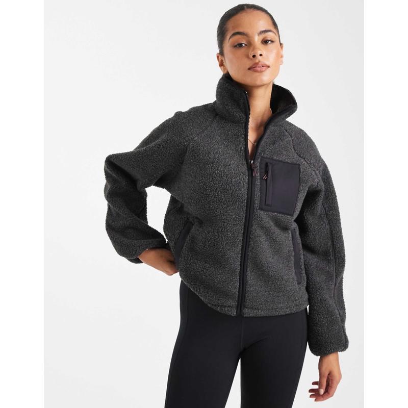 Cotton:on 女士 夹克 marle 棉质毛毛抓绒木炭色夹克