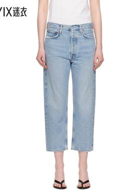 AGOLDE 女款蓝色 90's Crop Mid Rise Straight 牛仔裤 迷衣时尚