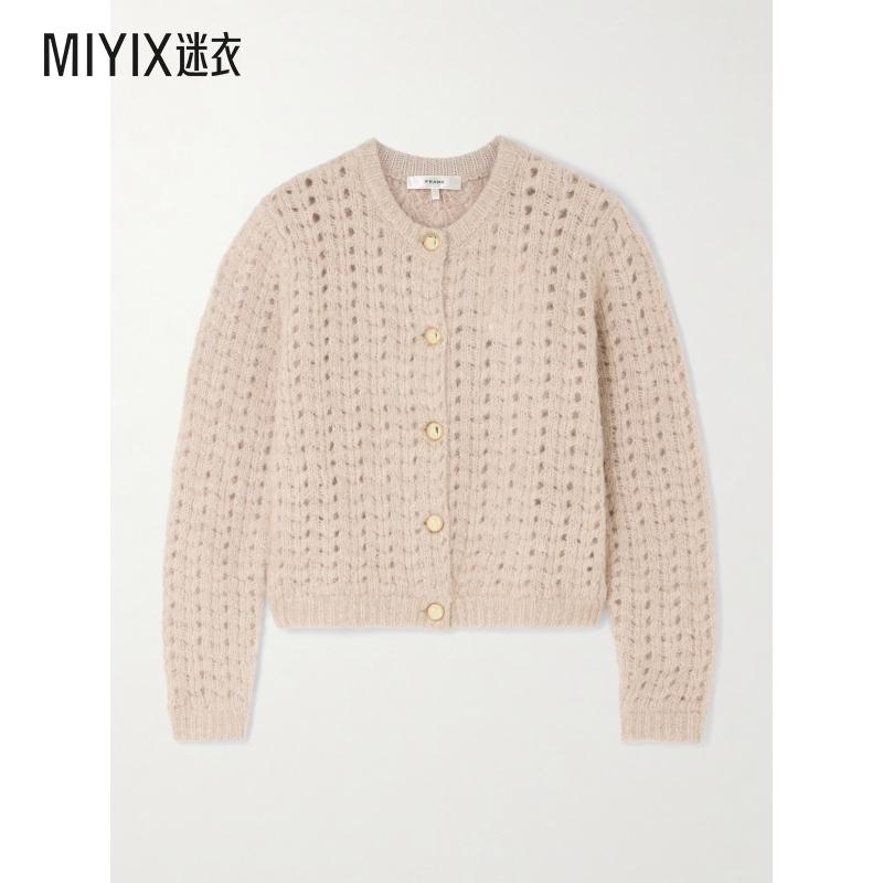 【秋冬新品】FRAME 女款长毛绒洞洞针织羊驼毛混纺针织开衫 迷衣