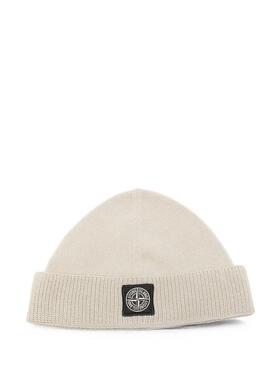 Stone Island 石头岛 男士 FW26 毛线帽 Logo拼布罗纹装饰小便帽