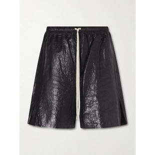 Owens 短裤 瑞克·欧文斯 SS26 阔腿织纹皮革抽绳 男士 Rick