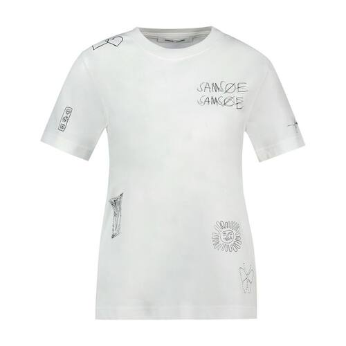Samsøe Samsøe 女士 FW26 T恤 SACAMINO SS 11725 棉质白色