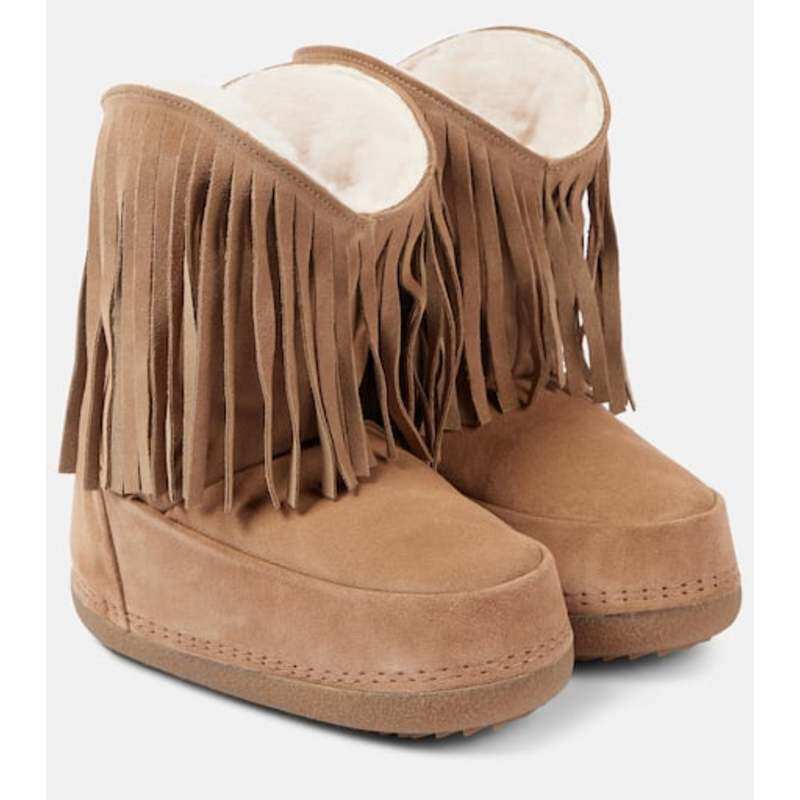 INUIKII 女士 雪地靴 牛仔流苏皮质雪地靴