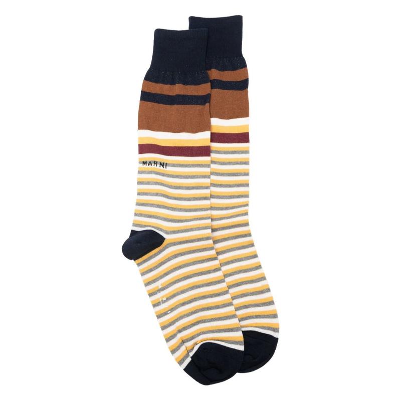 Marni 女士 FW25 袜子 混合条纹棉袜子