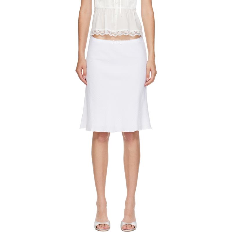 Danielle Guizio 女士 中长裙 白色 Paloma 半身裙