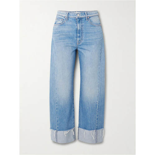 Mother Denim 女士 牛仔长裤 Pipe 半及踝翻边磨损高腰阔腿牛仔裤