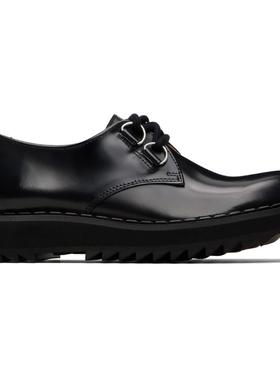 George Cox 女士 休闲皮鞋 黑色 Ripple Bump Toe 德比鞋