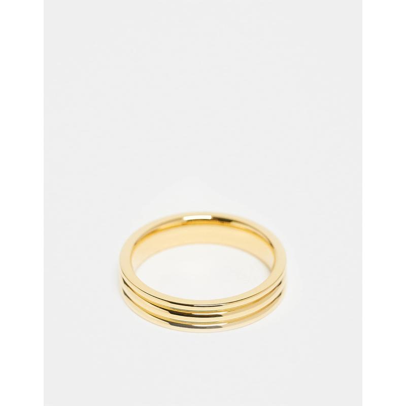 Abbott Lyon 女士 戒指 三个镀金防水不锈钢戒指(18k)