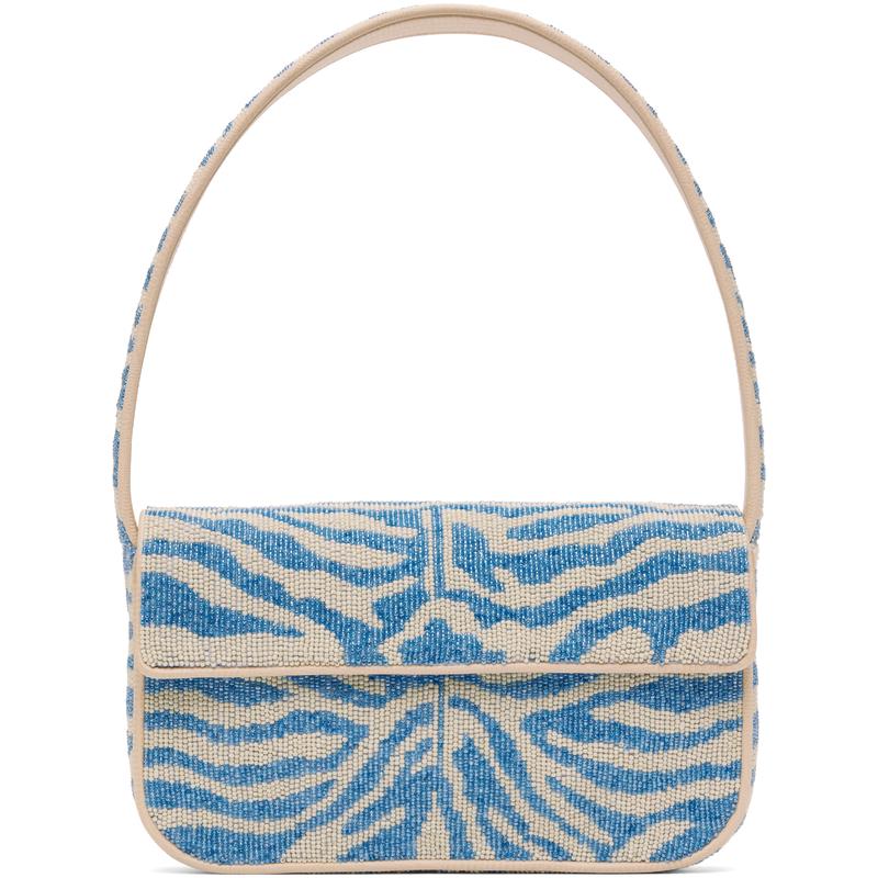 Staud 女士 单肩包 蓝色  灰白色 Tommy Beaded 单肩包